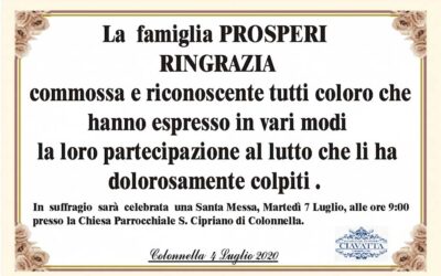 La famiglia Prosperi ringrazia