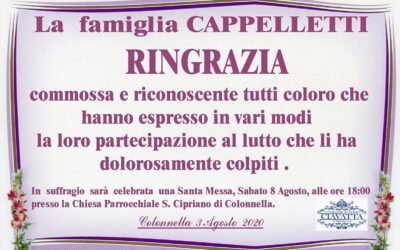 Ringraziamento della famiglia Cappelletti