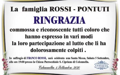 Ringraziamento della famiglia Rossi