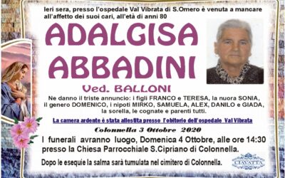 Lutto Adalgisa Abbadini