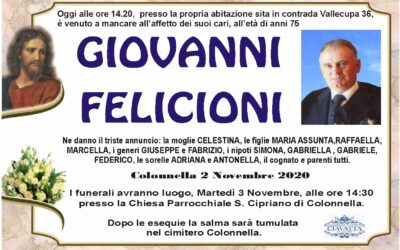 Lutto Felicioni Giovanni