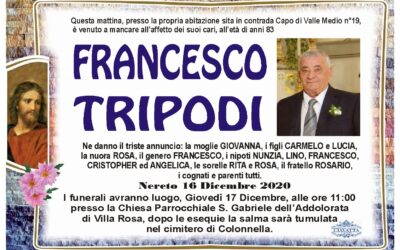 Lutto Tripodi Francesco
