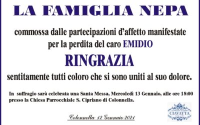 Ringraziamento della famiglia Nepa