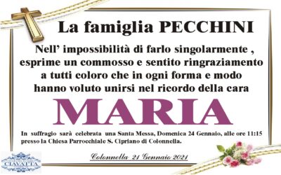 Ringraziamento della famiglia Pecchini