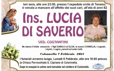 LUTTO INS. LUCIA DI SAVERIO