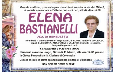 Lutto Elena Bastianelli ved. Di Benedetto