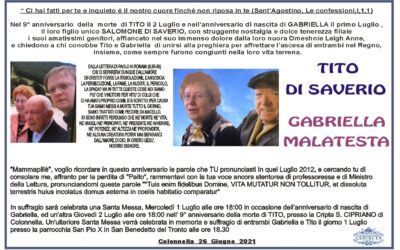 ANNIVERSARIO TITO DI SAVERIO GABRIELLA MALATESTA