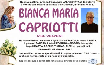Lutto Capriotti Bianca Maria