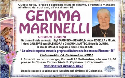 Lutto Marinelli Gemma ved. Sabini