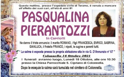 Lutto Pierantozzi Pasqualina