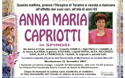 Lutto CAPRIOTTI ANNA MARIA