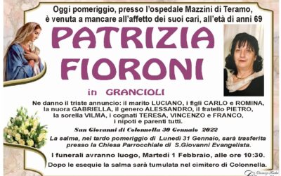 Lutto Fioroni Patrizia in Grancioli