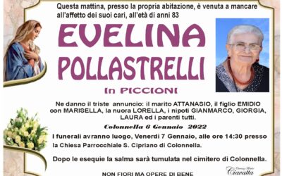 Lutto Pollastrelli Evelina in Piccioni
