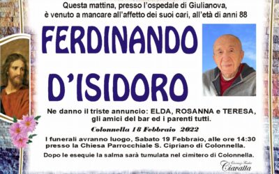 Lutto D’Isidoro Ferdinando