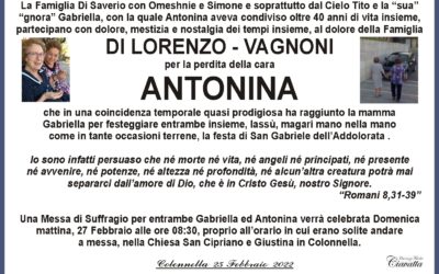 Partecipazione lutto Vagnoni Antonina, dalla famiglia Di Saverio