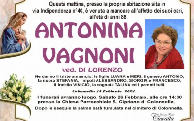 Lutto Vagnoni Antonina ved. Di Lorenzo
