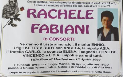 Lutto Fabiani Rachele in Consorti