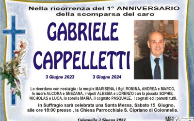 1° Anniversario Cappelletti Gabriele
